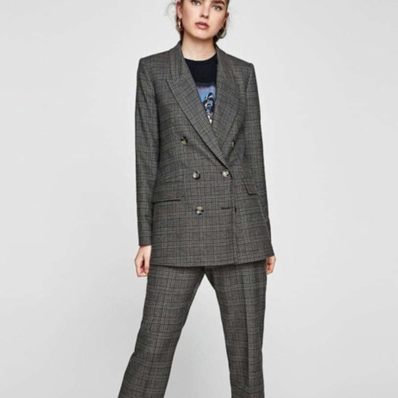 Zara Double-Breasted Check Blazer - Picture 2 of 6
